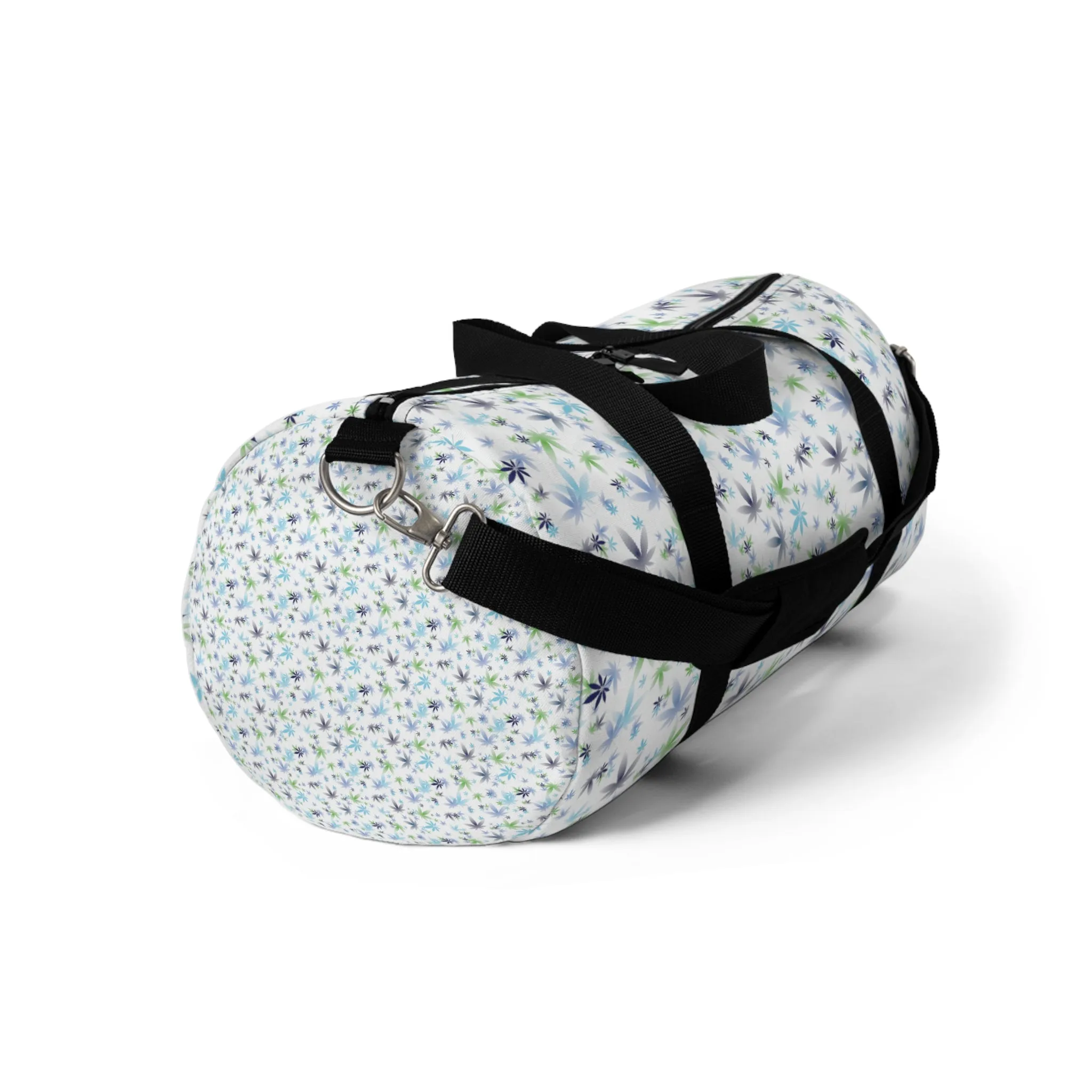 White Cannabis Color Leaf Duffel Bag