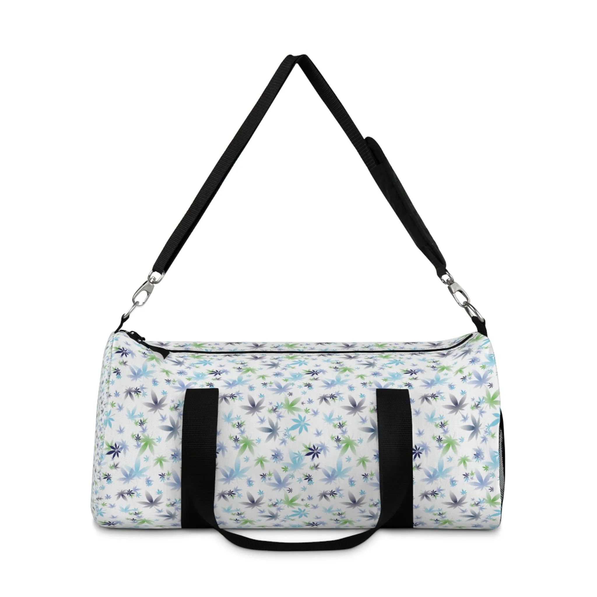 White Cannabis Color Leaf Duffel Bag