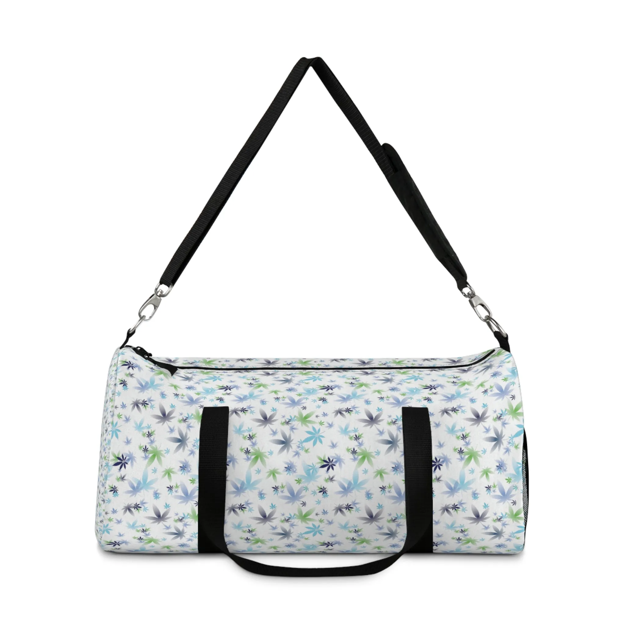 White Cannabis Color Leaf Duffel Bag