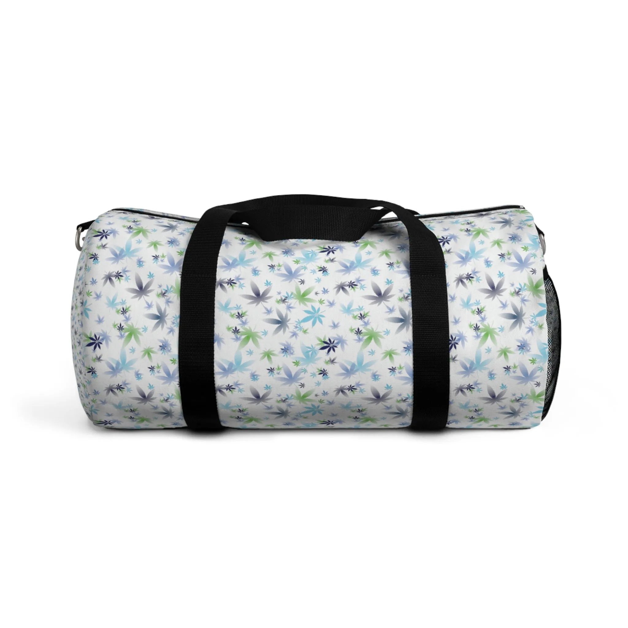 White Cannabis Color Leaf Duffel Bag