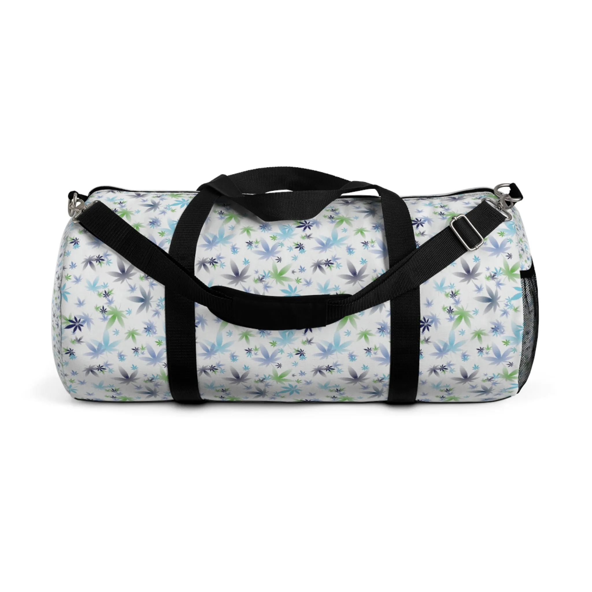White Cannabis Color Leaf Duffel Bag