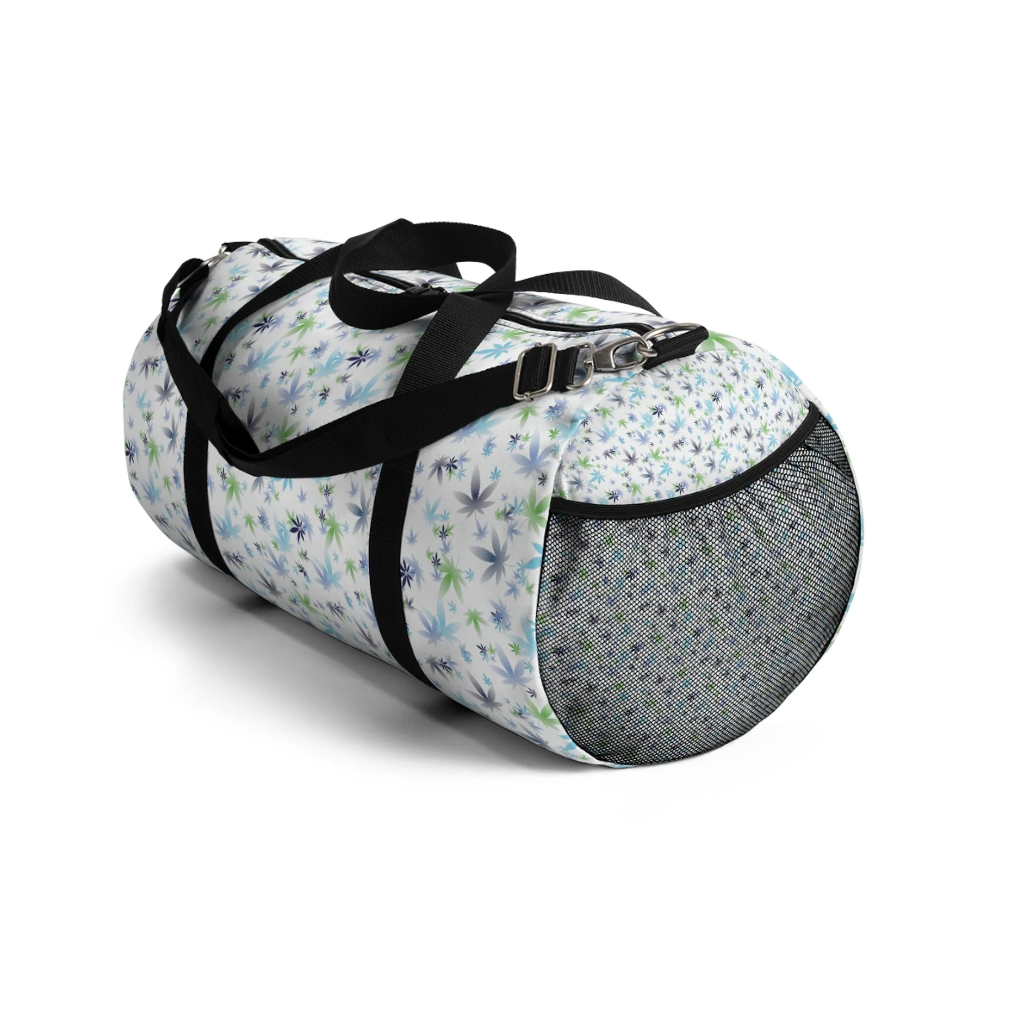 White Cannabis Color Leaf Duffel Bag