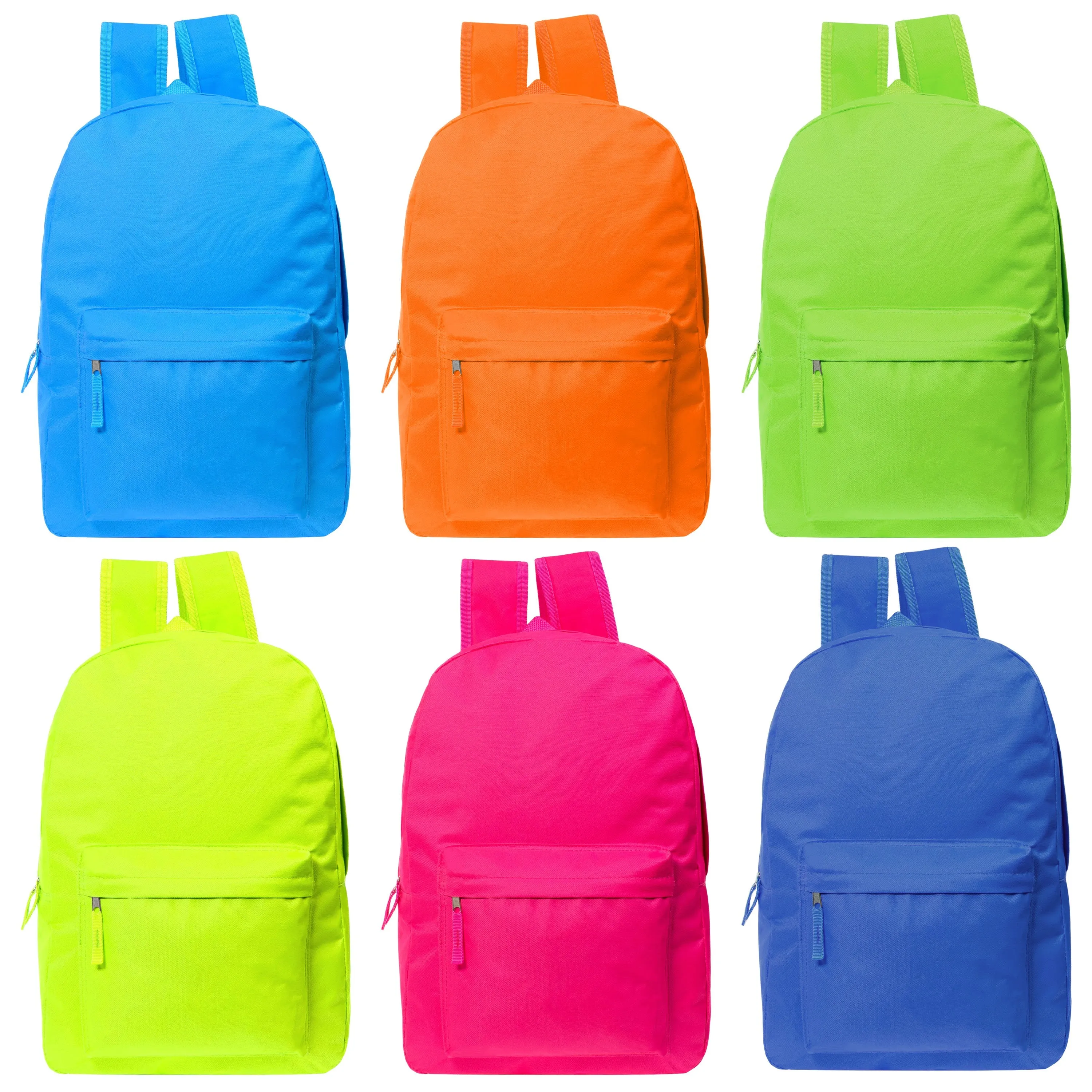 Wholesale Backpacks in 6 Bright Colors & 12 Bulk School Supply Kits