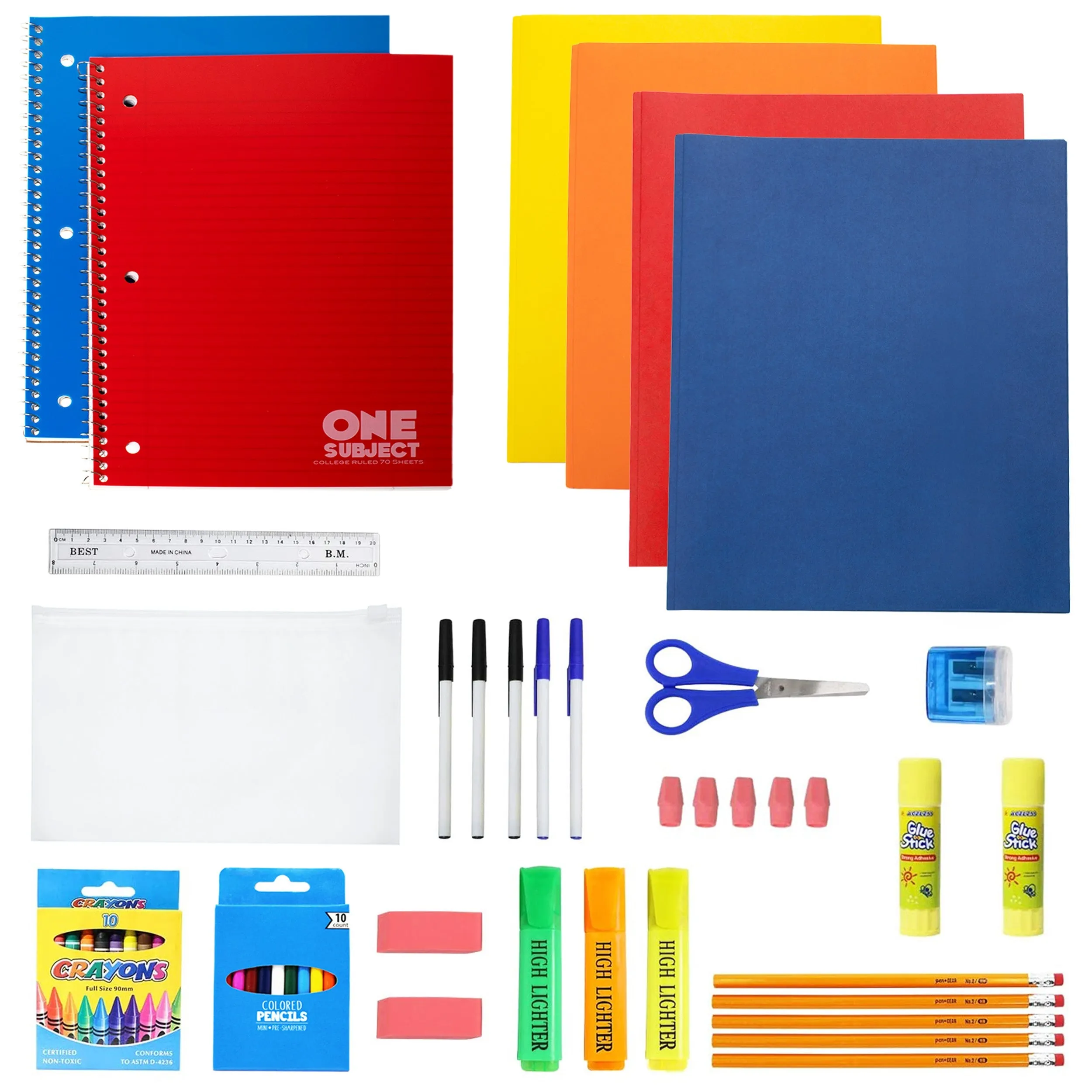 Wholesale Backpacks in Asst Colors & 12 Bulk School Supply Kits