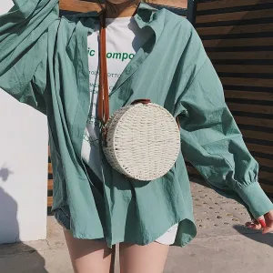 Women's Summer Handmade Rattan Beach Crossbody Bag