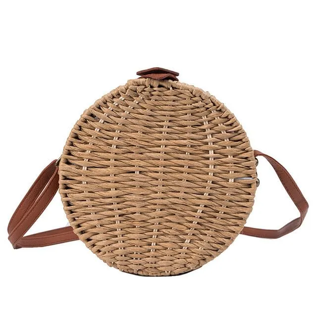 Women's Summer Handmade Rattan Beach Crossbody Bag