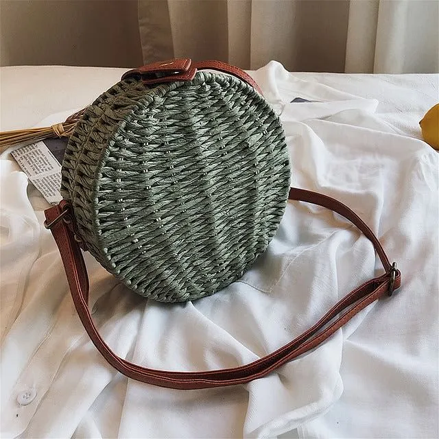 Women's Summer Handmade Rattan Beach Crossbody Bag