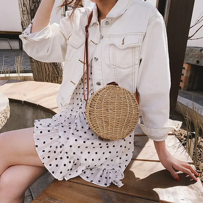 Women's Summer Handmade Rattan Beach Crossbody Bag