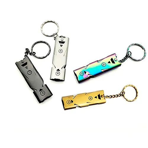 YUYANG High Decibel Double-Tube Emergency Whistle-with Key Holder,Can Be Used for Boating Hiking Outdoor Camping Training Hunting and Pet Training(Blue-Purple)