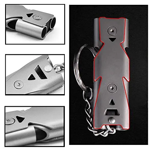 YUYANG High Decibel Double-Tube Emergency Whistle-with Key Holder,Can Be Used for Boating Hiking Outdoor Camping Training Hunting and Pet Training(Blue-Purple)
